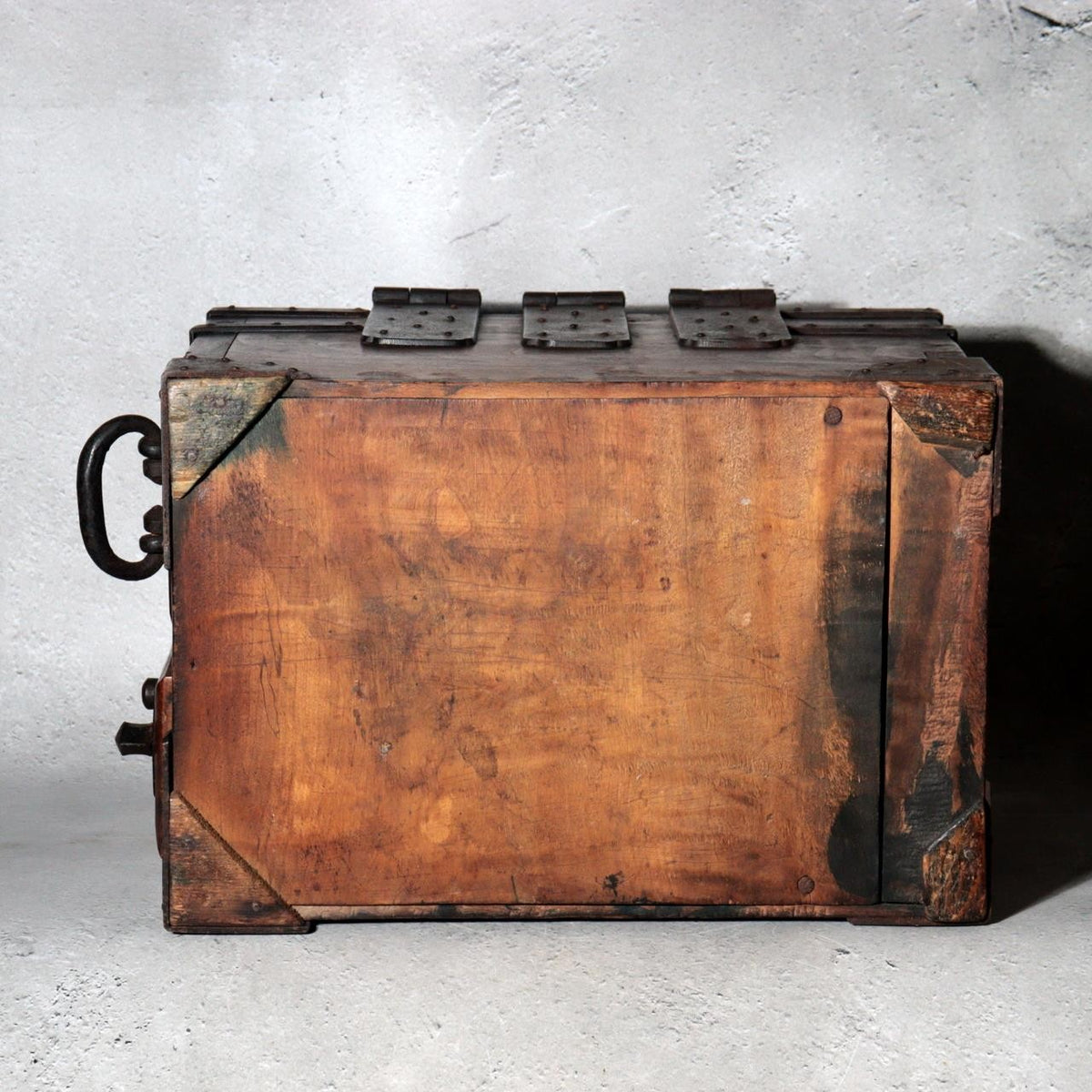 Antique Japanese Kake-Suzuri Keyaki Wood Calligraphy Writing Box Iron Hardware5