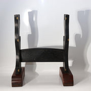 Japanese Black Lacquer Sword Stand - Maki-e Tsuba & Inaba Clan Crest SWR3612