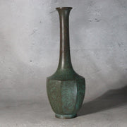 Japanese Shobido Kosan Cast Bronze Octagonal Vase Crane Neck Tomobako4