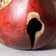 Antique Japanese Buddhist Mokugyo Temple Wood Block Drum Fish Motif Red 22cm12