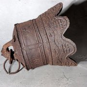 ●●　Antique Japanese Cast Iron Hanging Bell with Raised Kanji Characters BOSa638