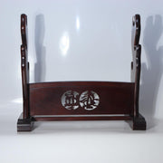 Japanese Wooden Katana Stand - Triple Rack 3-Tier - Tsuba Sukashi Openwork1