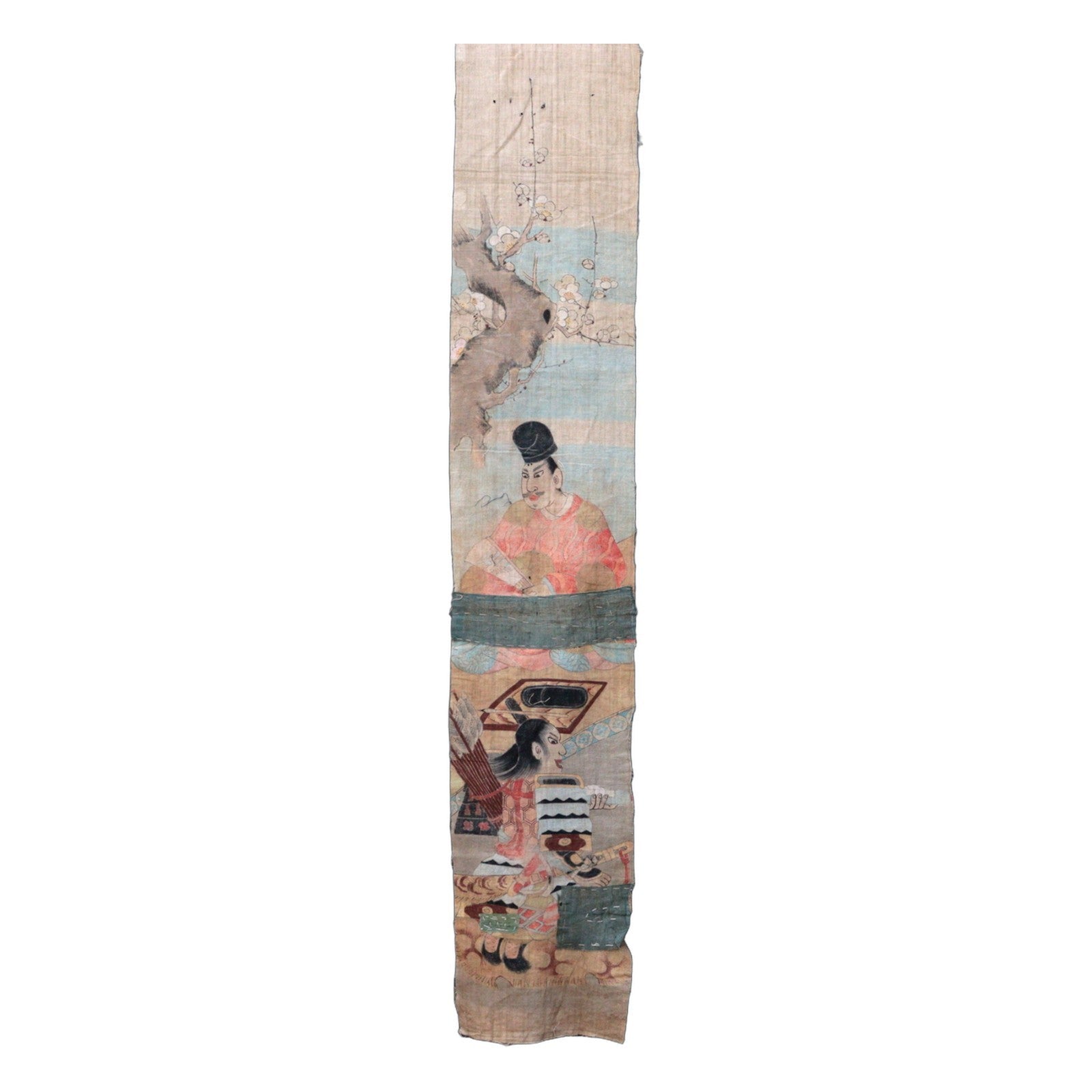 Late Edo Japanese Boro Nobori Flag Samurai Hand Painted Hemp BRKW17318