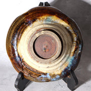 Japanese Antique Ceramic Bowl Wooden Box Kyushu-style Kiln-Effect Glaze Bowl5