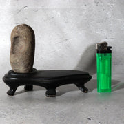 Japanese Hokkaido Daruma Suiseki Viewing Stone with Wooden Daiza Base0