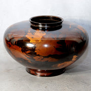 Japanese Takaoka Bronze Vase Seiho Gold Splash Pattern BV7827