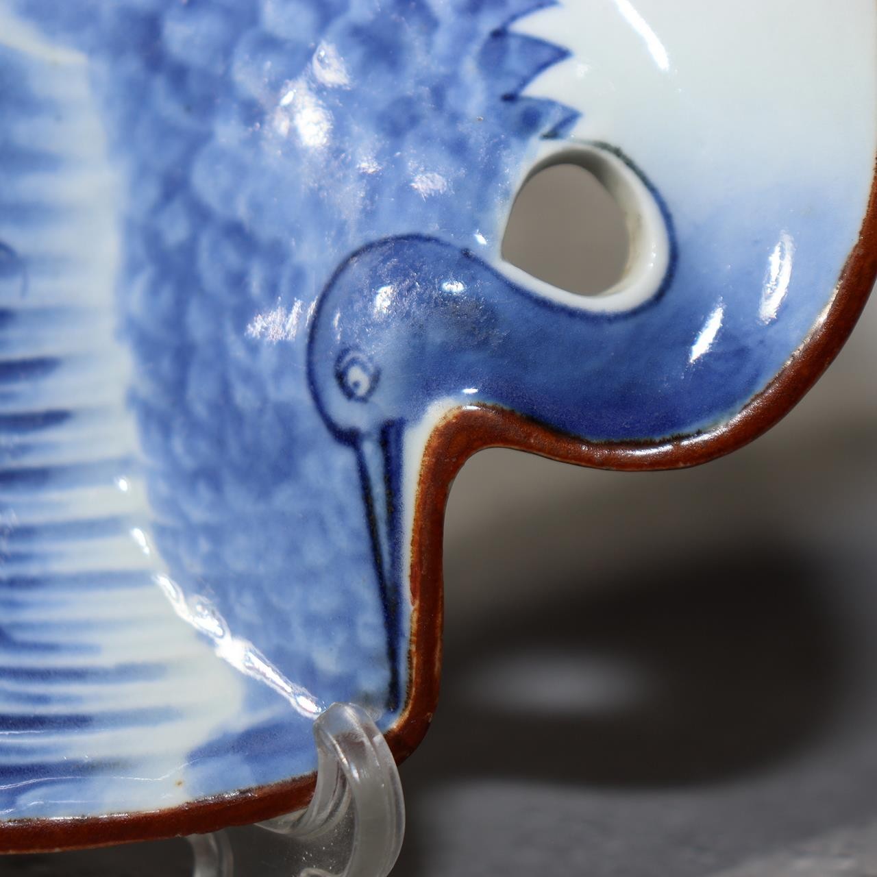 Antique Japanese KoImari AiKutani Porcelain Dish Crane Bird 17th C. Edo IP1266