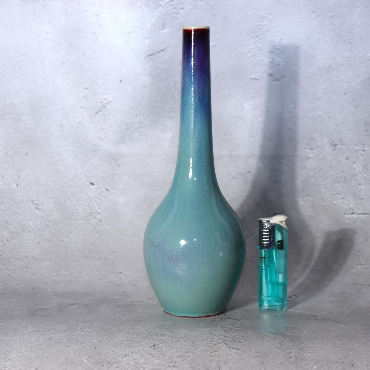 Stunning Japanese Peacock Glaze Vase by Masahide Matsuyama - Signed Tomobako4