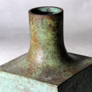 Vintage Japanese Katsumine Copper Bronze Bud Vase Square Geometric Motif8