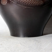 Japanese Cast Bronze Vase Twin Koi Carp Kankei Hanya Houn Engraved BV7738