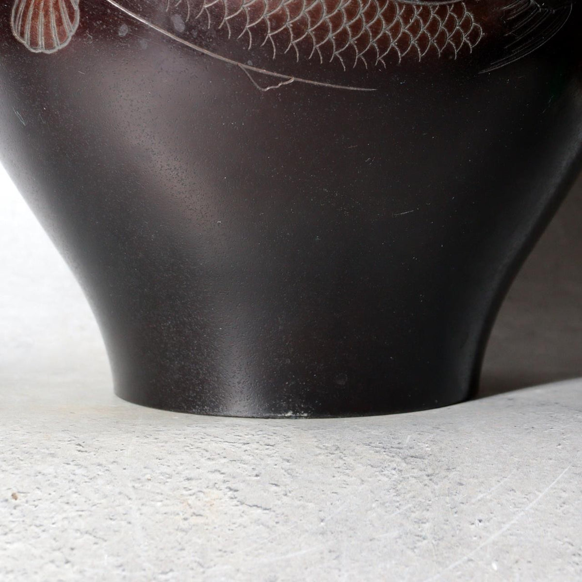 Japanese Cast Bronze Vase Twin Koi Carp Kankei Hanya Houn Engraved BV7738