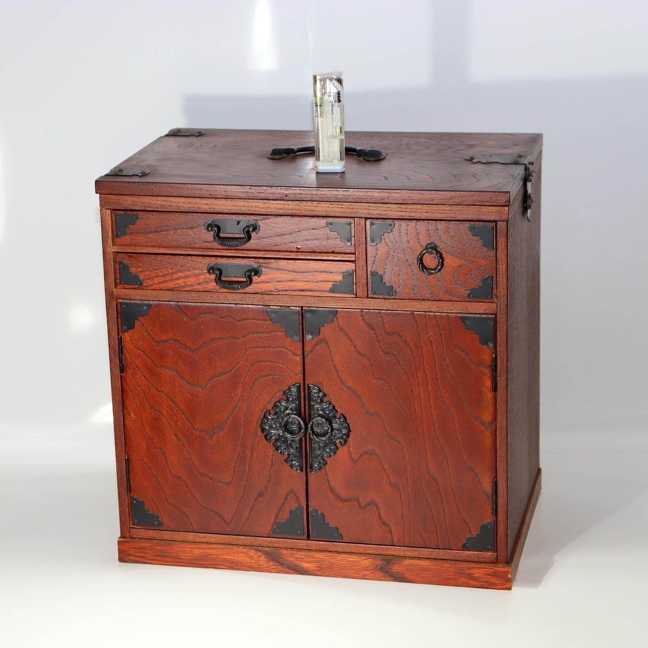 Japanese Wood Sewing Box Hari-bako Folding Worktop Ko-tansu 34cm8