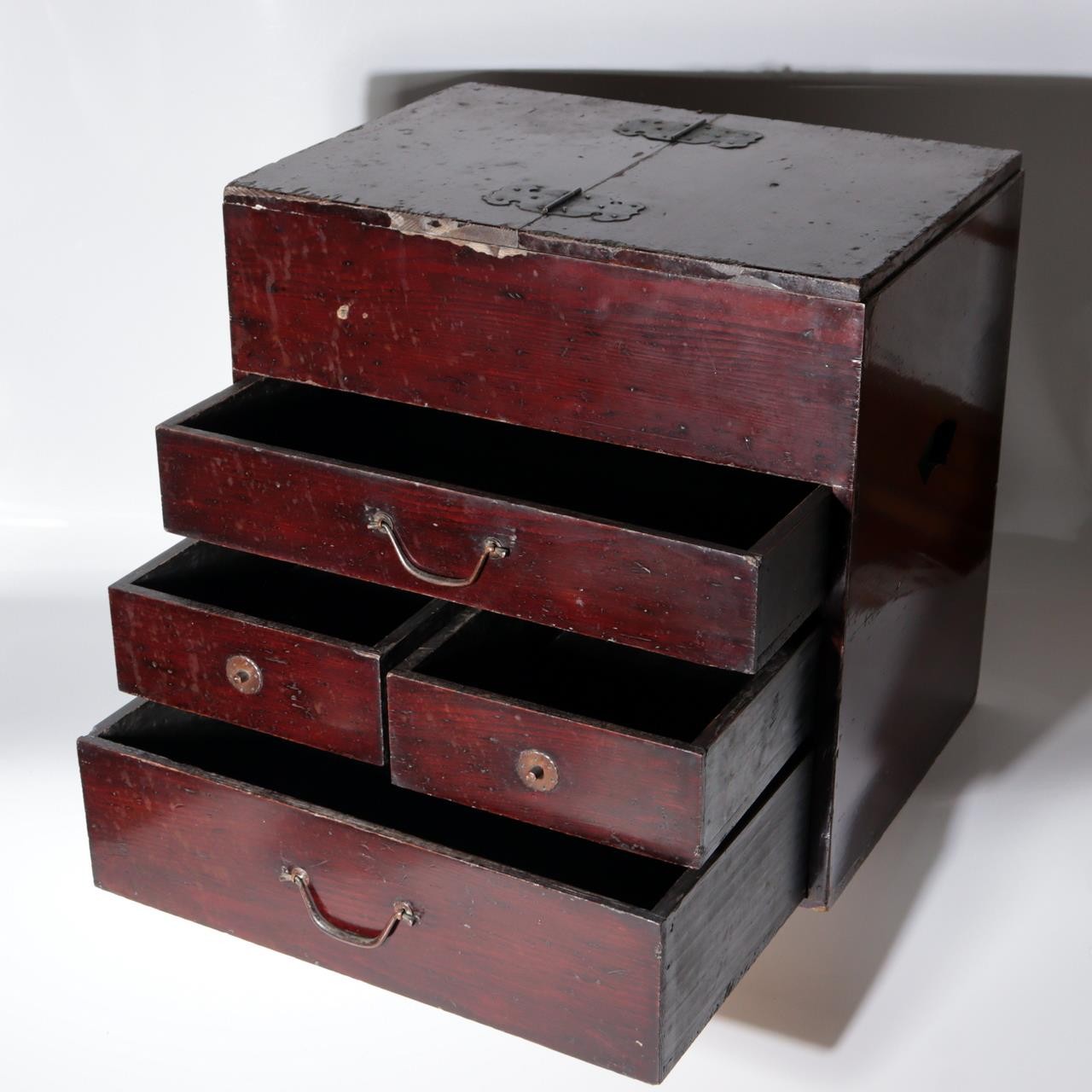 ​Antique Late Edo Meiji Japanese Cedar Wood Ko dansu Small Chest Tansu WO6141