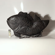Japanese Wood Carved Tai Sea Bream Fish Jizaikagi Yokogi Hearth Hook WO5412
