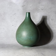 Japanese Bronze Bud Vase Houun  Matte Green Shizuku Teardrop Takaoka Copperware9