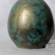 Japanese Bronze Bud Vase Green and Gold Patina Flower Holder BV77612