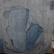 Antique Japanese Boro Indigo Fabric Patchwork Ranru Cotton Textile Rug BRKW1614