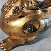 Antique Edo Gilt Wood Neko Tora Cat Tiger Samurai Kabuto Maedate Helmet Crest9