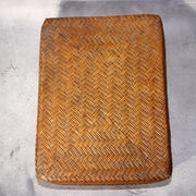 Japanese Vintage Bamboo Basket Box Lidded Storage Organizer Woven Rustic BVO681
