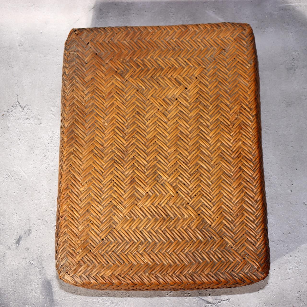 Japanese Vintage Bamboo Basket Box Lidded Storage Organizer Woven Rustic BVO681