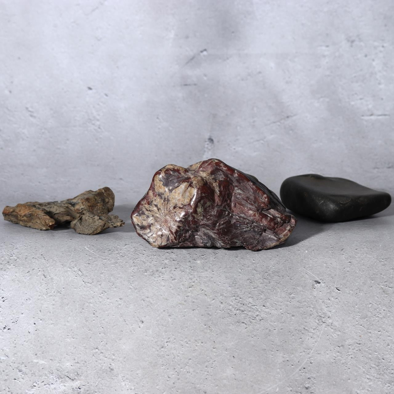 Japanese Red Kikkaseki Chrysanthemum Stone & Landscape Stones - Set of 3 SS2312
