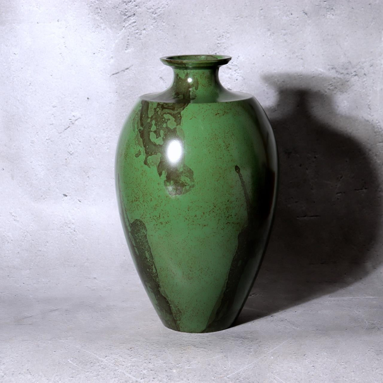 Takaoka Copperware Green Bronze Vase Japanese Flower Holder Ornament BV7736