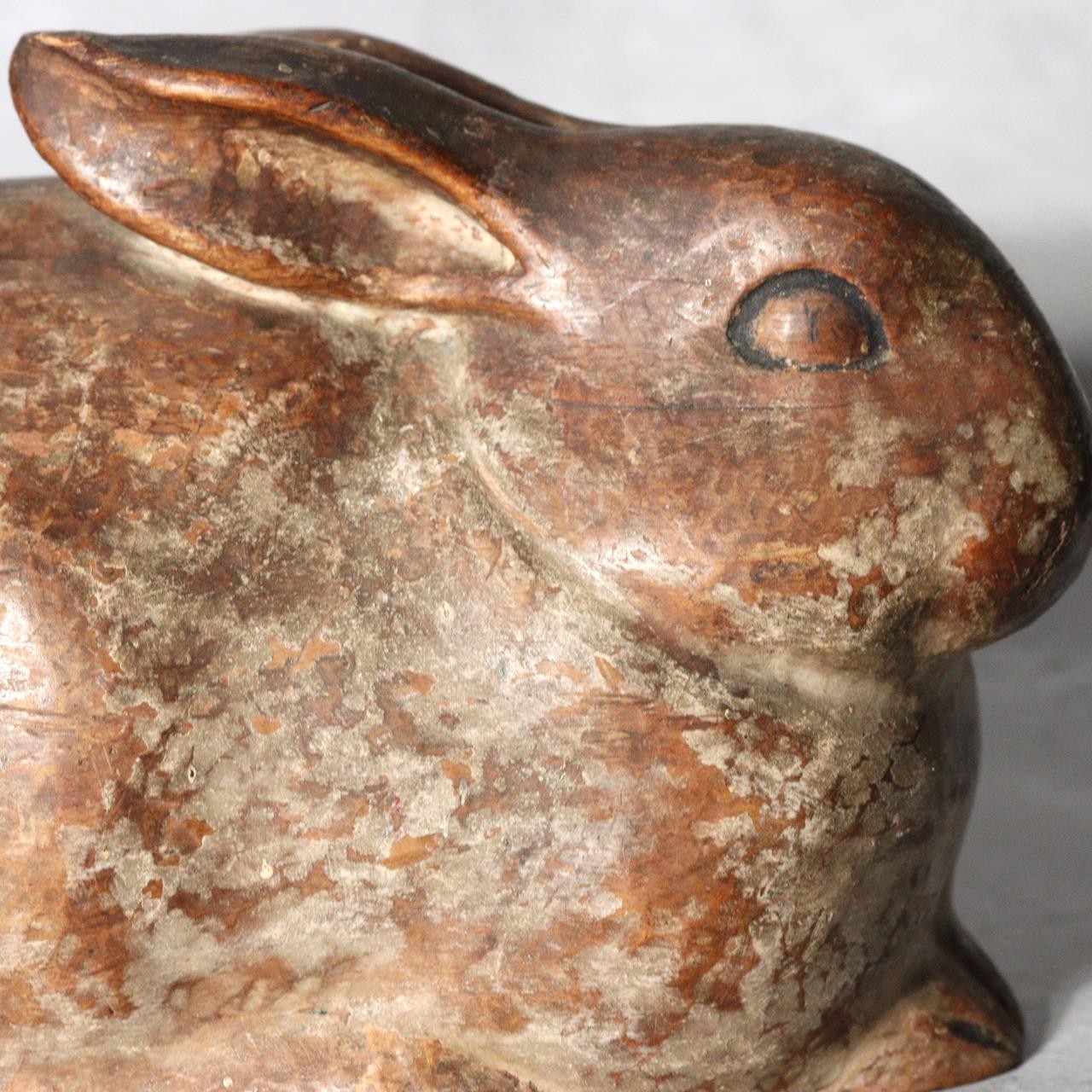 Vintage Japanese Hand-Carved Wood Rabbit Sculpture Early Showa Realistic Mastery13