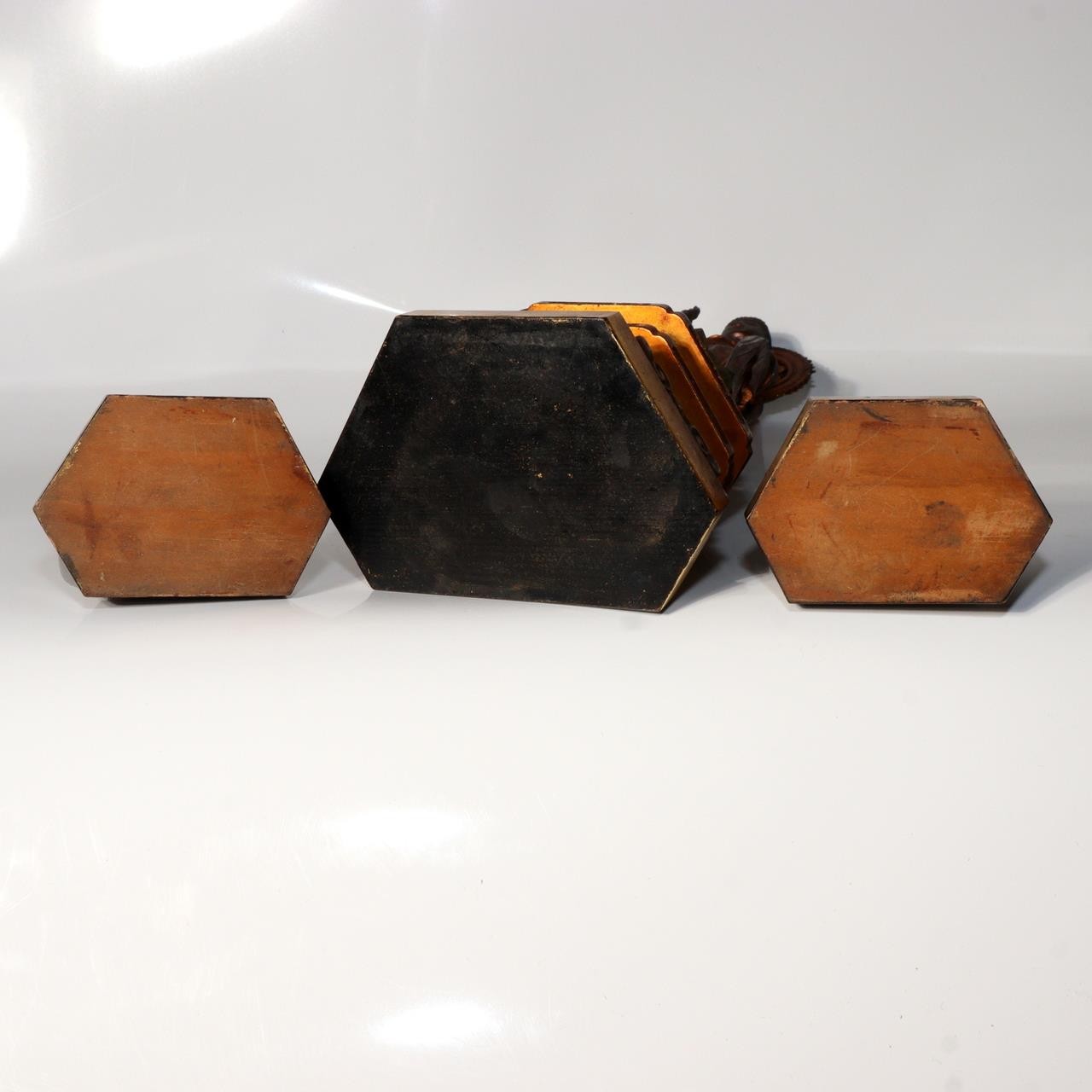 Japanese Vintage Amida Sanzon Buddhist Statue Set 3pc Gilt Wood 28.6cm Zen BT2448