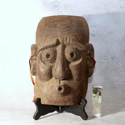 Japanese Antique Wood Carved Mask Usobuki Hyottoko Kyogen Folk Art 23cm5