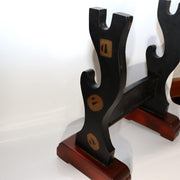 Japanese Black Lacquer Sword Stand - Maki-e Tsuba & Inaba Clan Crest SWR3617