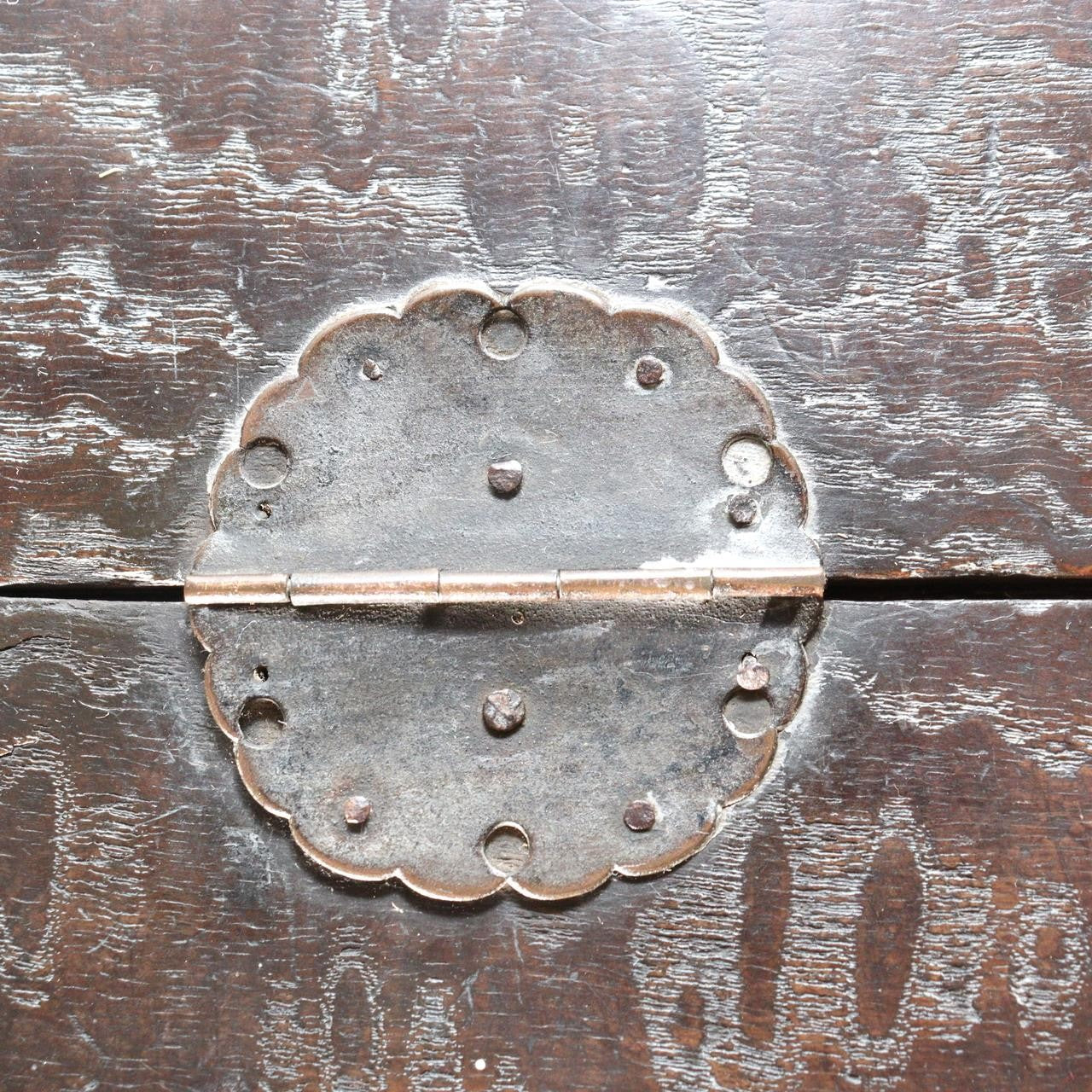 Antique Japanese Haribako Sewing Box Meiji Keyaki/Tamo Wood Brass Hardware Drawe20