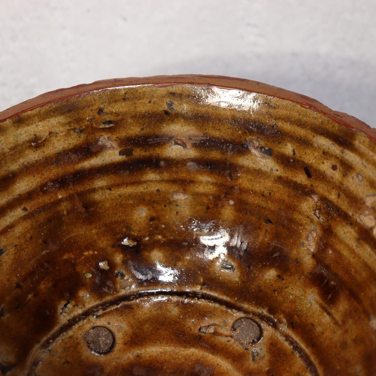 Antique Japanese Tanba Ware Tea Bowl Edo Period Wabi Sabi Mitate Chawan Amber7