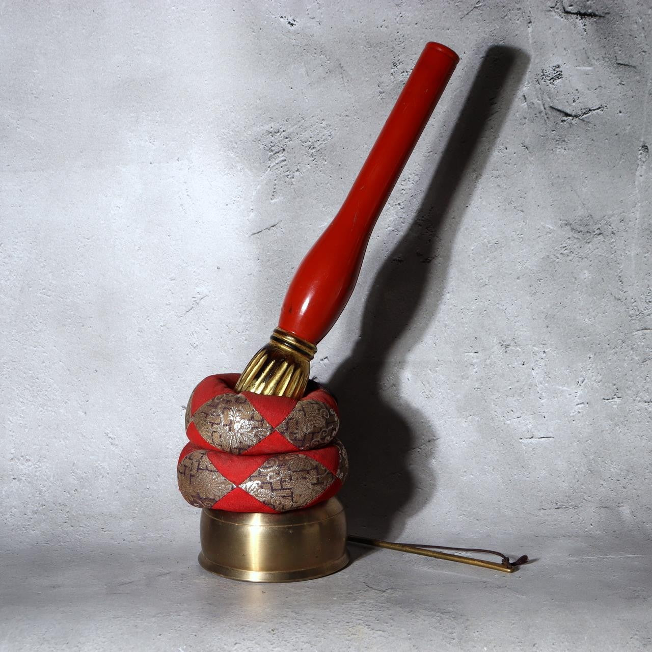 Japanese Vintage Shinto Suzu Bell with Braided Worship Rope Shrine Tassel 99cm8
