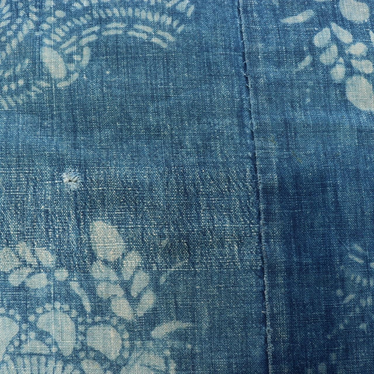 Antique Japanese Boro Indigo Cotton Cloth Katazome Phoenix Motif Futon Cover7