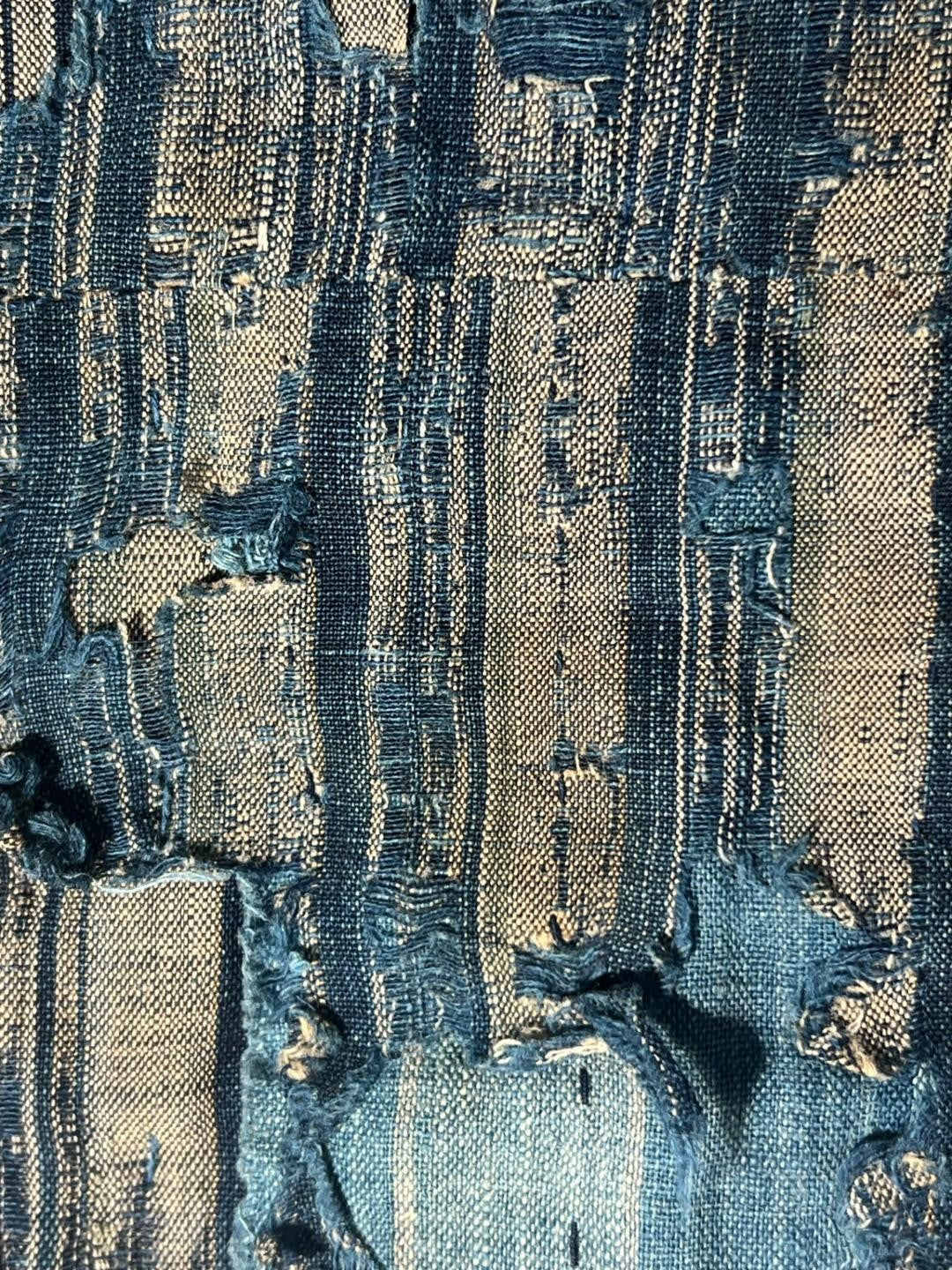 Antique Japanese Boro Kofu Thick Layered Cotton Indigo Textile Rug2