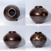 Japanese Bronze Vase by Yoshino Takeji & Takano Shizan Pomegranate Bird Design10