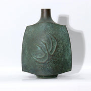Japanese Takaoka Bronze Vase Mitsuru Obaka Relief Tomobako BV7675