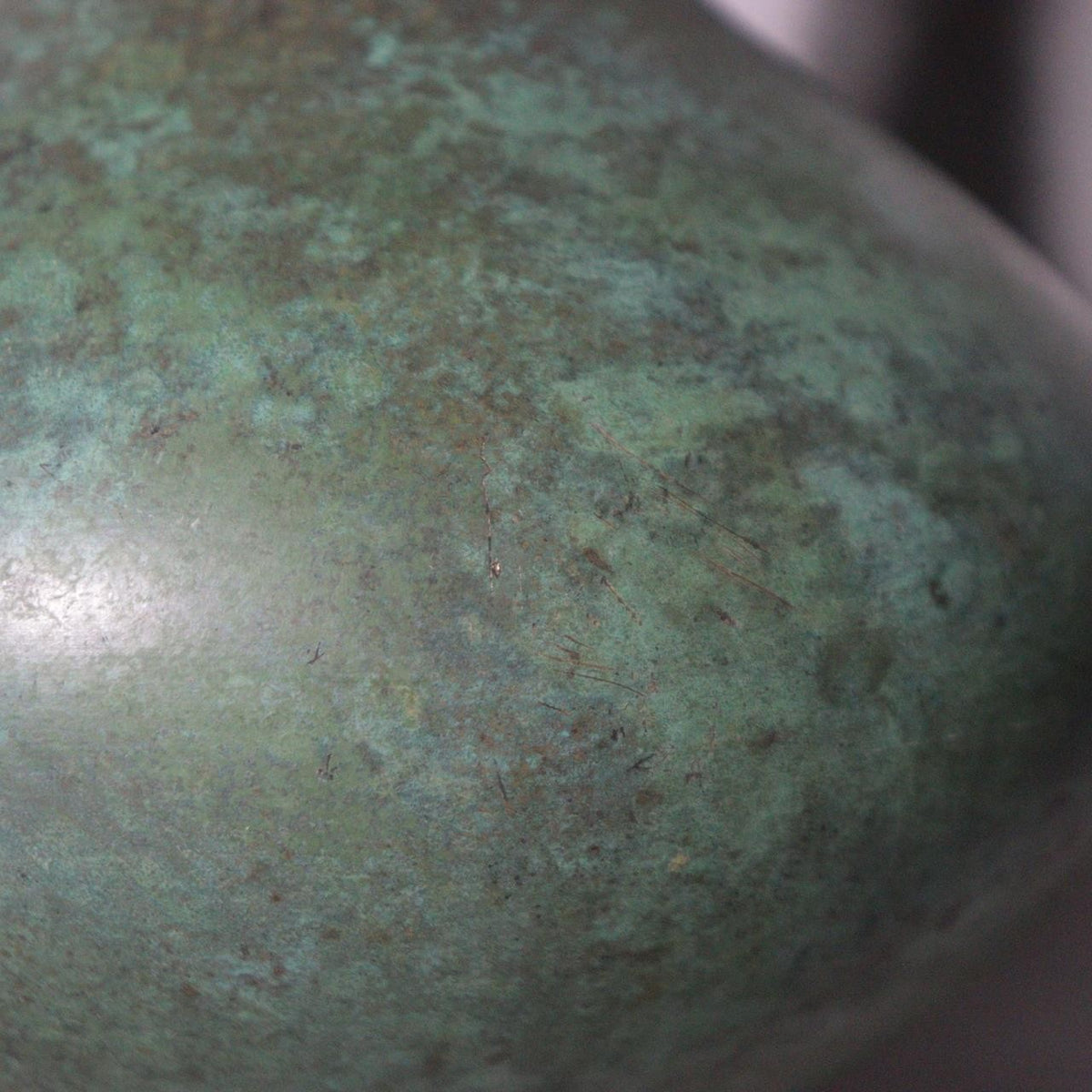 Vintage Japanese Takaoka Cast Bronze Vase Crane Neck by Zuiho Green Patina9