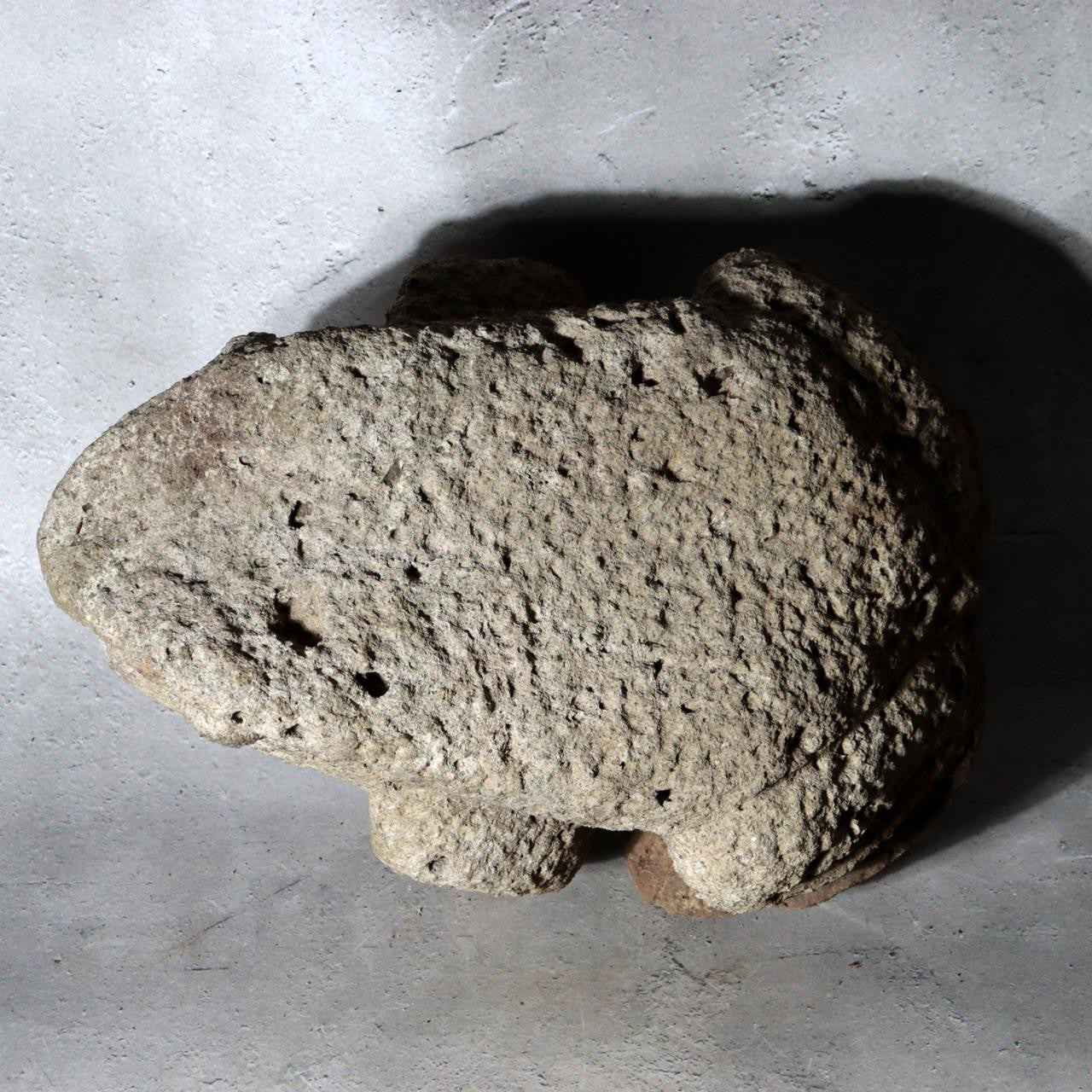 Japanese Carved Porous Stone Frog Sculpture Garden Ornament BT25613