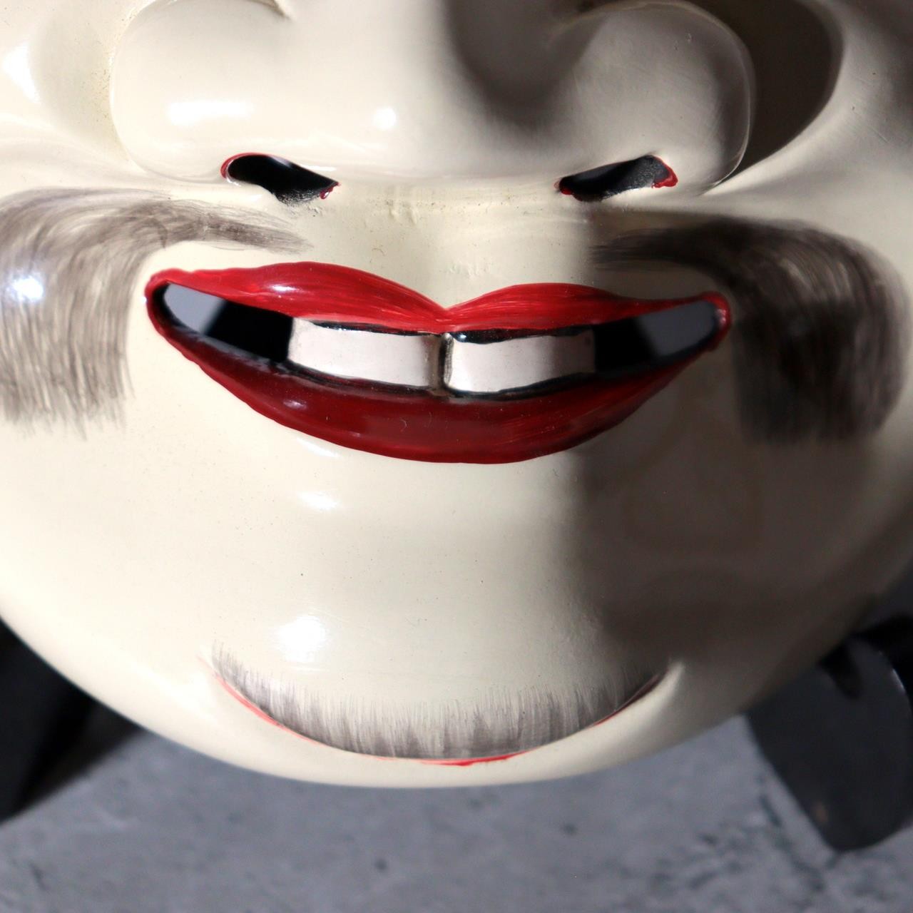Japanese Carved Wooden Bitchu Kagura Mask Polychrome Tomobako MSK54812