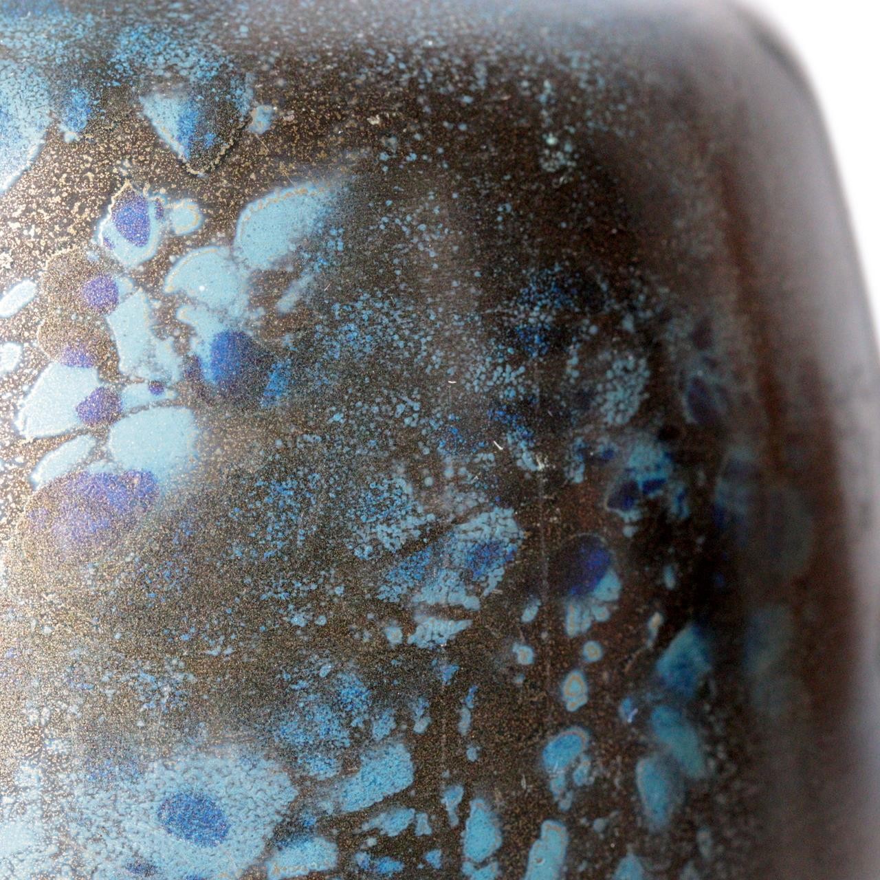 Vintage Showa Takaoka Copperware Bronze Vase Masaharu Blue Gold Mottle