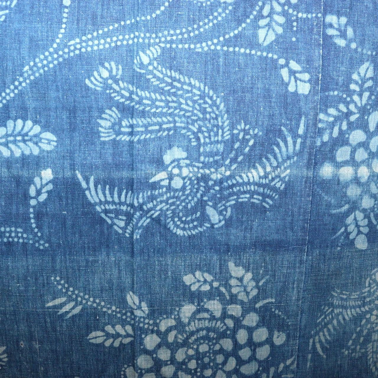Antique Japanese Boro Indigo Cotton Cloth Katazome Phoenix Motif Futon Cover18