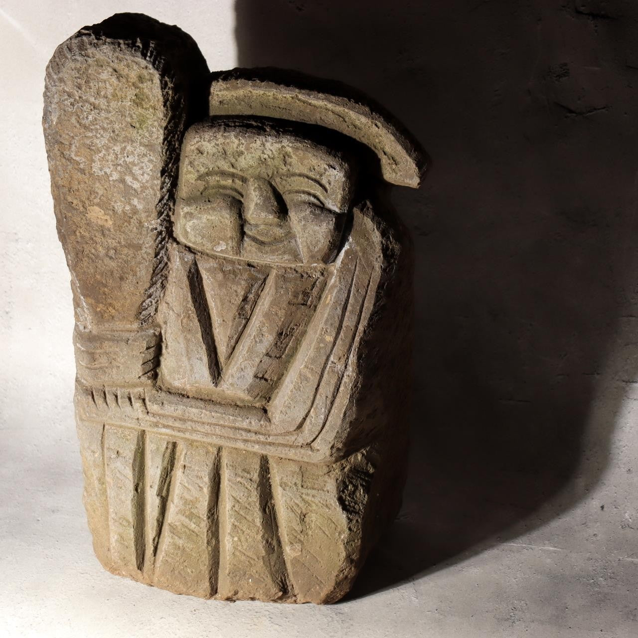 Japanese Antique Stone Statue TanoKami Rice Field God Garden Idol 14kg SDB1381