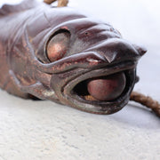 Antique Japanese Jizai-kagi Hearth Hook Slender Eel/Carp Wood Carving Movable4
