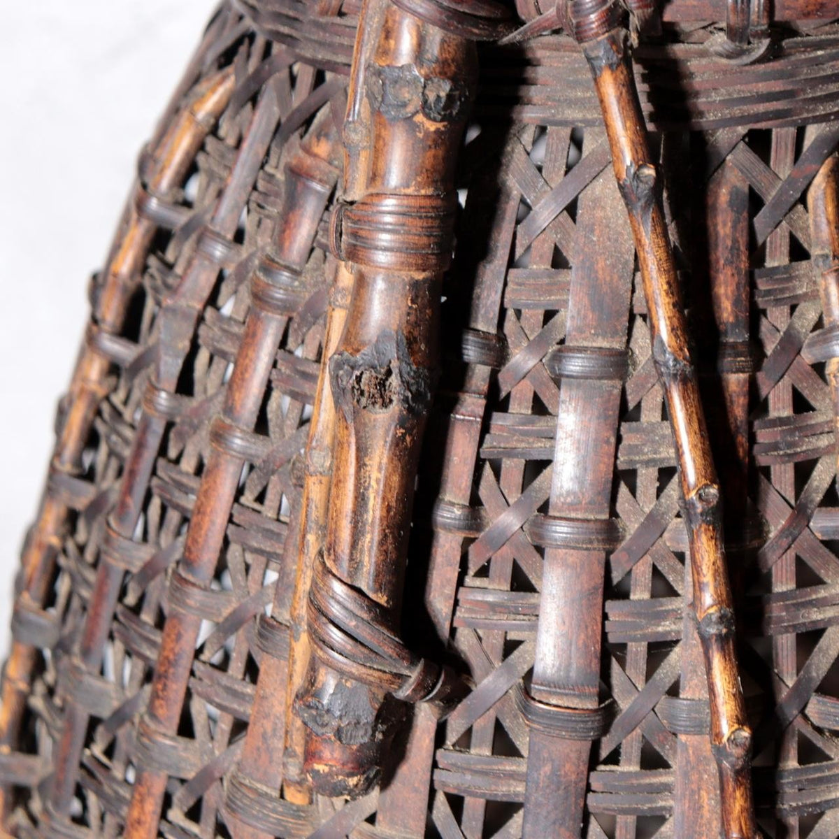 Vintage Japanese Bamboo Woven Flower Basket Ikebana Hanakago Handled9