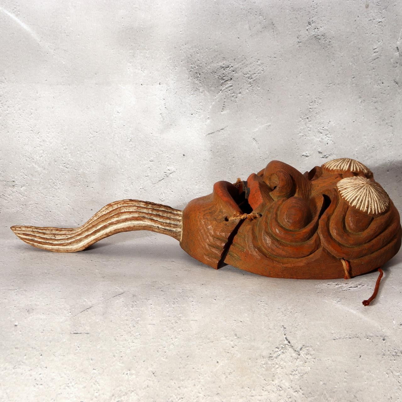 Vintage 1937 Japanese Wood Carved Noh Mask Okina Ise Shinen Shinmen Kagura5