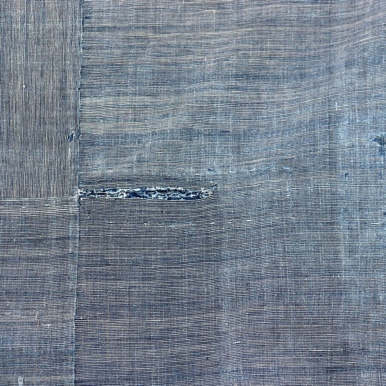 Antique Japanese Boro Indigo Fabric Patchwork Ranru Cotton Textile Rug BRKW16120