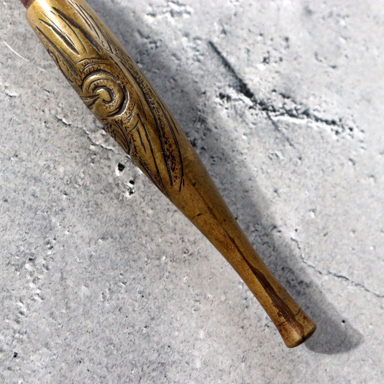 Meiji Period Japanese Kiseru Bamboo Smoking Pipe Dragon Relief WO64014