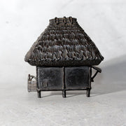 Japanese Cast Bronze Thatched House Incense Burner Koro Kensai II Tomobako4