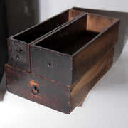 Antique Late Edo Japanese Wooden Black Kake Suzuri Portable Writing Box WO62113